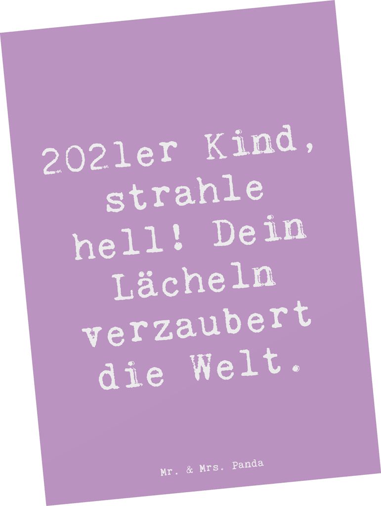 Mr. & Mrs. Panda Postkarte Spruch 2021 Geburtstag - Lavendeltraum - Geschenk, Grußkarte, magisches Kind, Ansichtskarten, Geburtstagsgeschenk, feie...