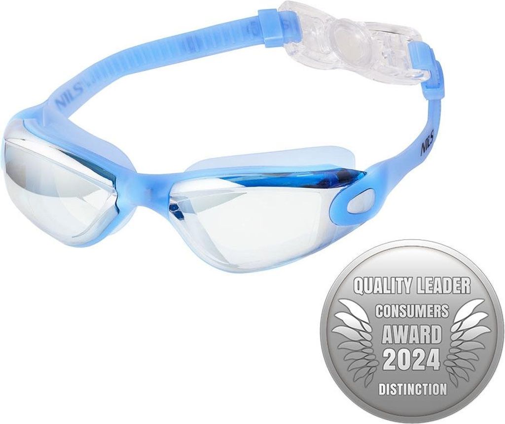 Blaue Schwimmbrille, Antibeschlag, UV-Schutz
