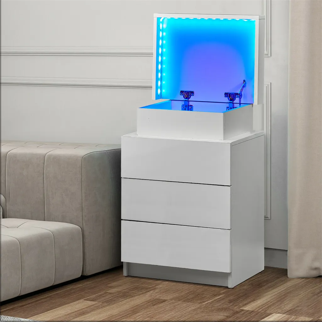 Petite commode blanche 3 tiroirs pour optimiser le rangement du lit - 3
