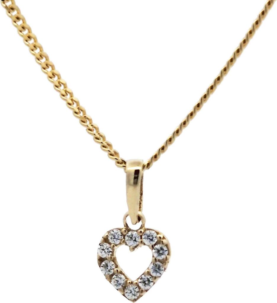 Gold Anhänger Herz Zirkonia mit Goldkette  333-8 Karat Gold Produktbild 