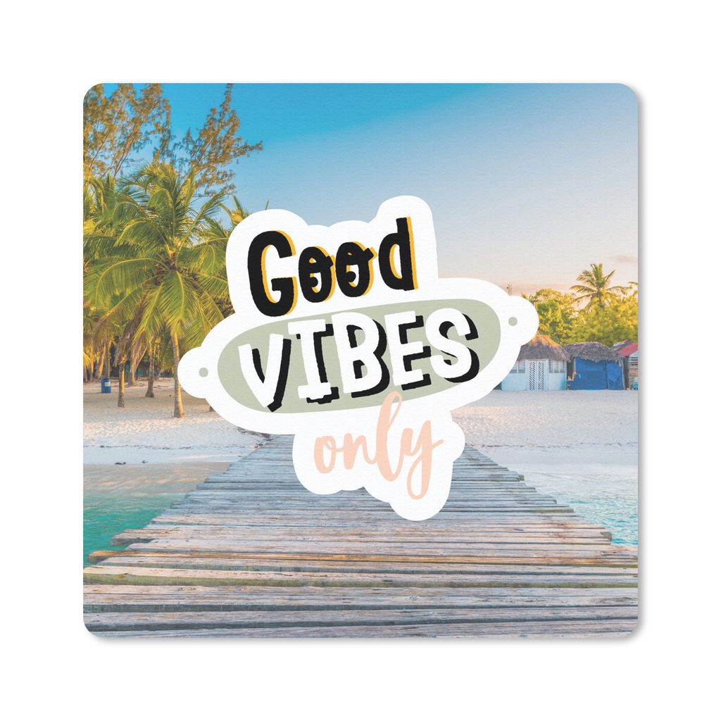 MuchoWow Mauspad Mousepad Sommer - Zitate - Palme - Strand 20x20 cm - Mousepads - Maus Mat - Pad - Mausunterlage - Desk Mat - Bureauartikeln