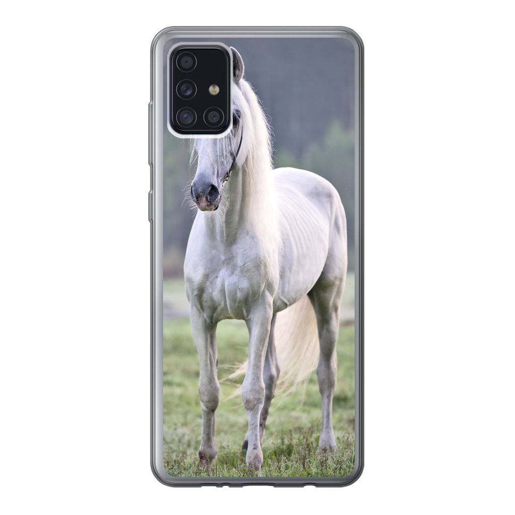 MuchoWow Handyhülle Schutzhülle Hülle für Samsung Galaxy A52 5G Pferd - Licht - Morgen Silikon Softcase Handy Hülle - Umschlag