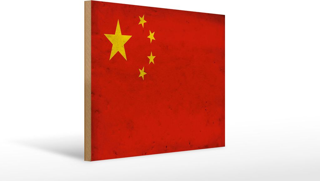 Holzschild Flagge China, 40x30 cm, Holzschilder Fahne Nationalität