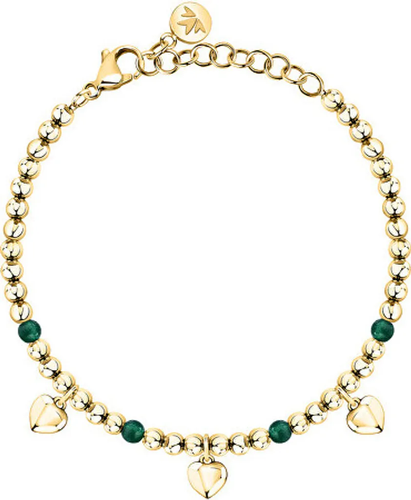 Bracelet fin doré agates vertes pour femme Talismani SAIX15 élégant