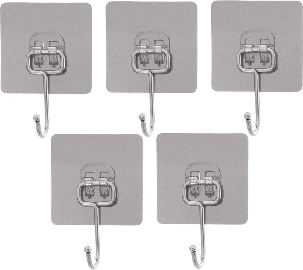 Orion | Set mit 6 Stück Haken - Selbstklebend - Wandhaken - Silber - 6,5x6,5 cm - Quadratisch