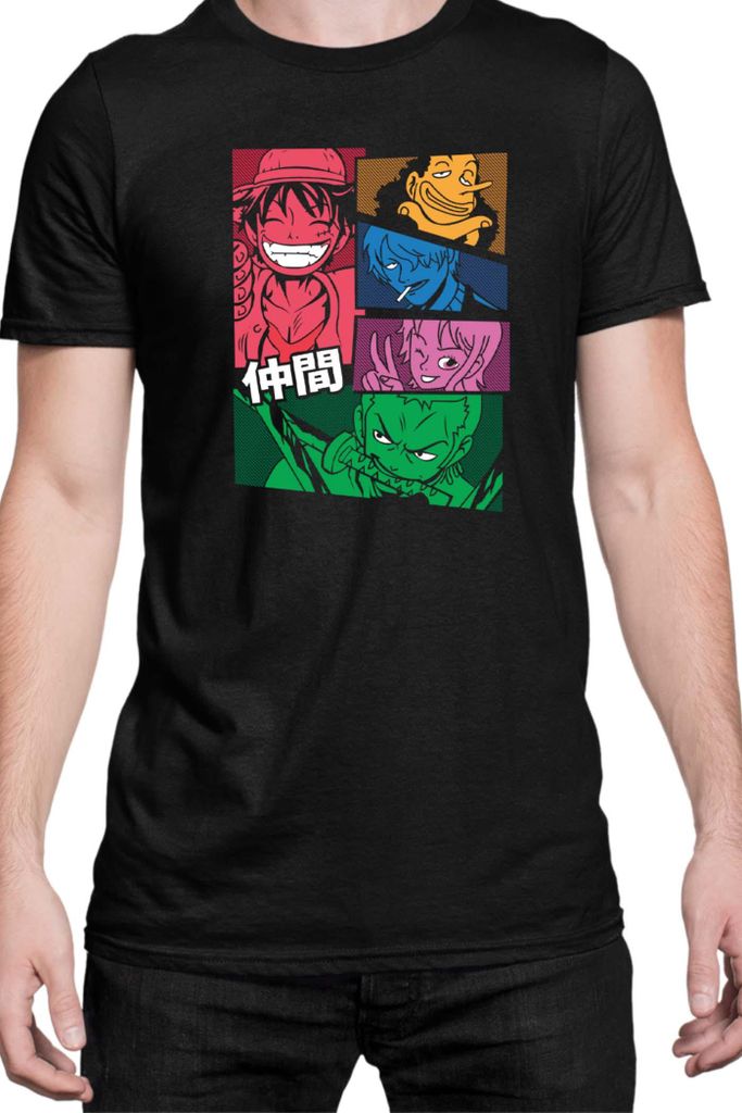 Herren T-Shirt Japan Manga Anime Comics Animation One Manga Piece Anime Pirate Crew, Man 4XL / Schwarz