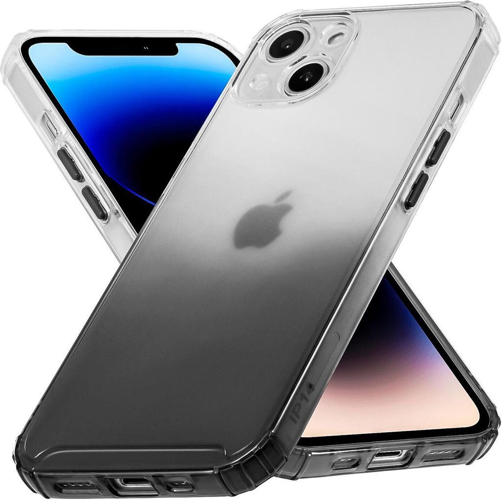 Conie Farbverlauf Schutzhülle für iPhone 14 Silikon Case Kamera Schutz Cover Hülle in Schwarz matt