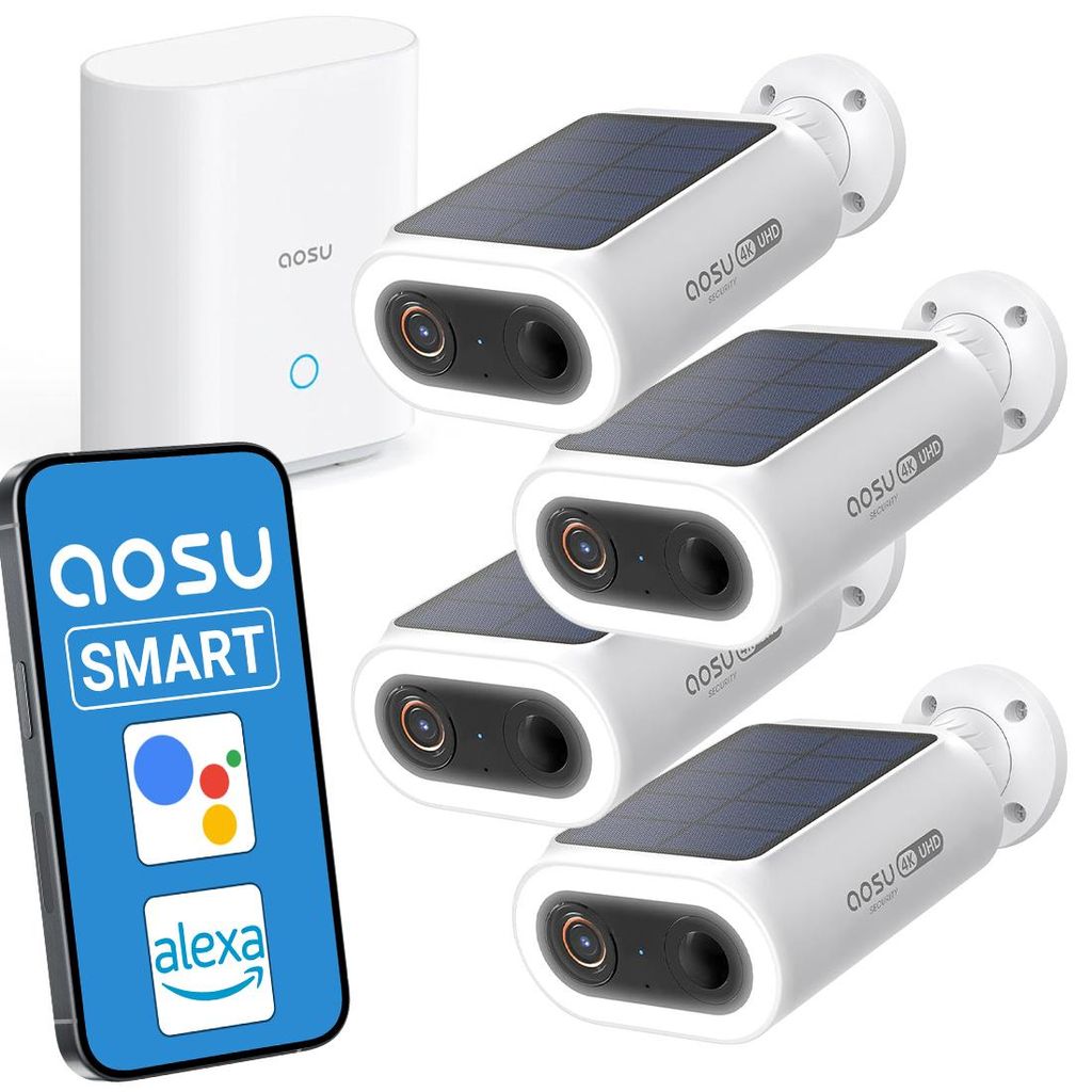 Lot de 4 caméras solaires + station d'enregistrement 32 Go Image du produit 