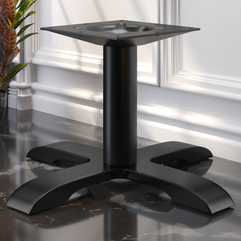 SAN.DIEGO | Bistro Lounge Tischgestell | Schwarz | 4 Fuß: Ø 50 cm | Säule: 7,6 x 46 cm | Tischgestelle Outdoor, Tischgestell Aluminium