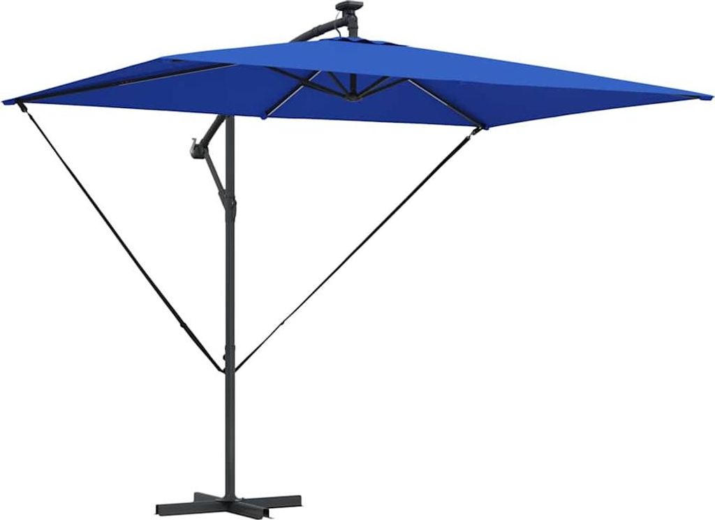 vidaXL Sonnenschirm mit LED-Lichtleisten Azurblau 294 x 200 x 270 cm