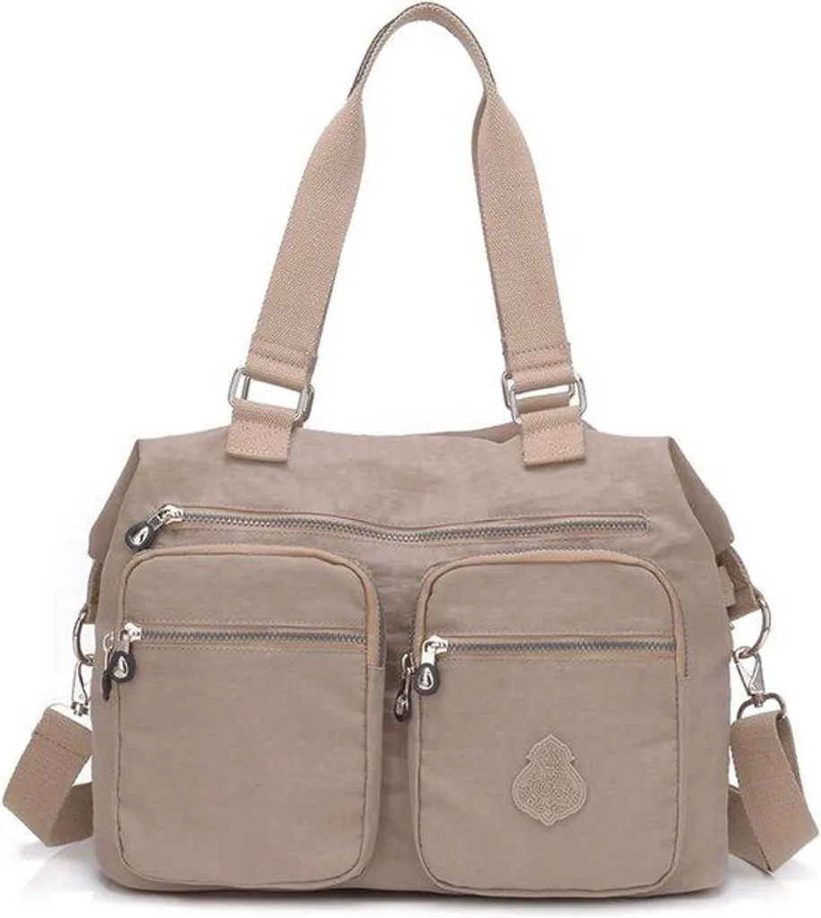 Grand sac à main en nylon beige pour femme - Modèle XL City Chic Loft