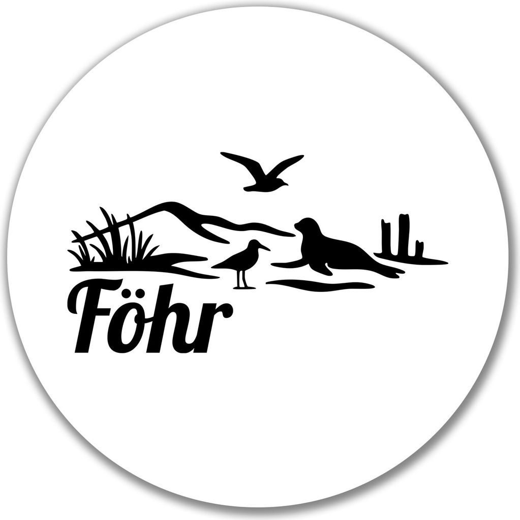 Huuraa Aufkleber Föhr Strandmotiv 10cm rund Sticker Geschenkidee