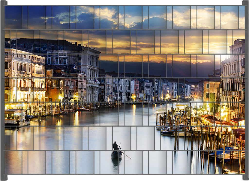 Wallario Zaunsichtschutz mit Motiv Canal Grande in Venedig am Abend mit untergehender Sonne für Ein- und Doppelstabmatten Zäune in der Größe 20...