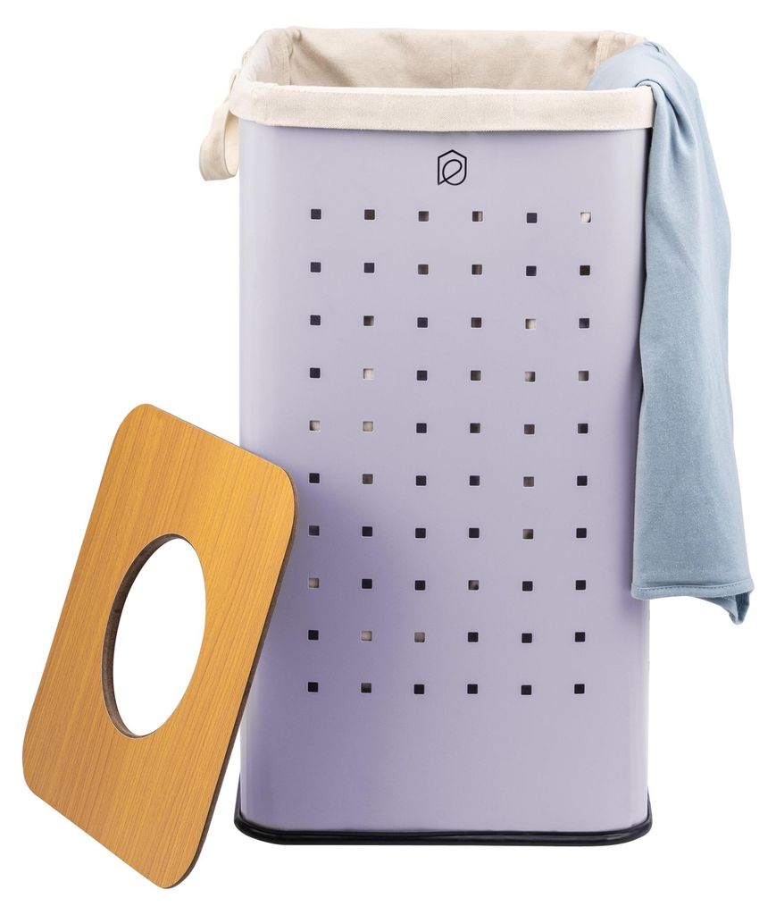 eluno eckige Wäschetonne, Wäschekorb, Wäschesammler mit waschbarem Wäschesack und abnehmbaren Deckel, 50 Liter Fassungsvermögen für Schlafzim...