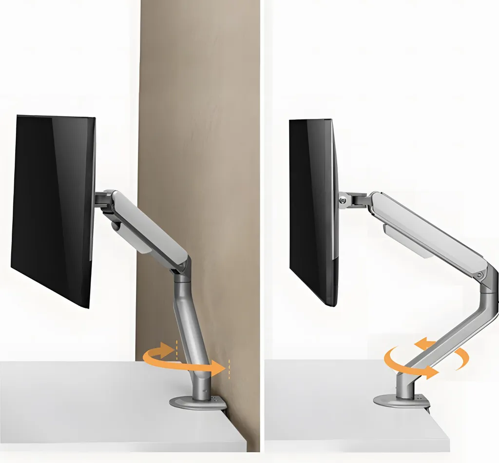 Bras de moniteur articulé SolidHand-DS01 argenté, support d'écran robuste