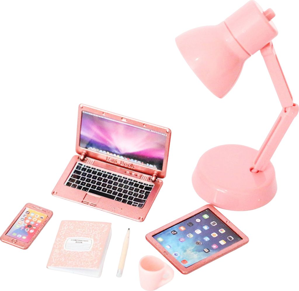 1 Set Dollhouse Computer hohe Reduktion Realistisch aussehend reibungsloser Kanten Leichtes Burr dekoratives Puppenhaus Miniatur -Computer Telefon...