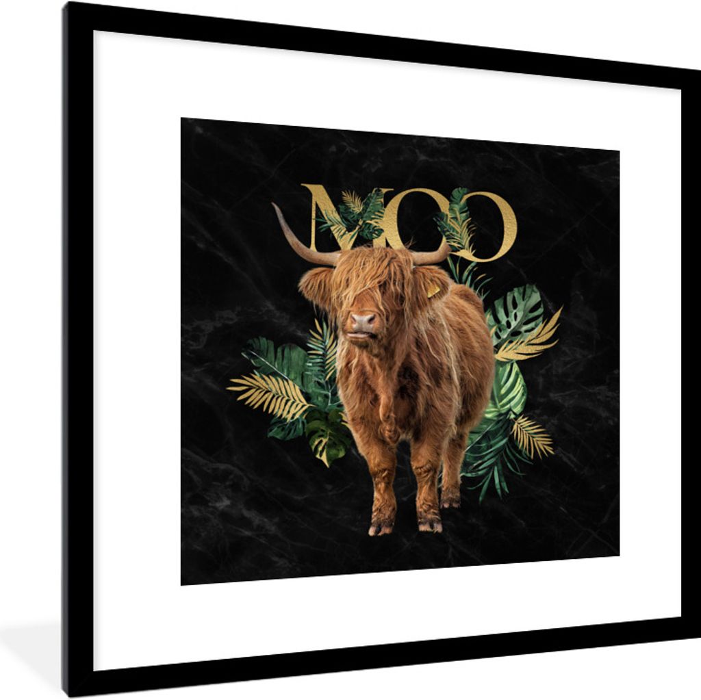 MuchoWow® Gerahmtes Poster Schottischer Highlander - Gold - Produktbild 