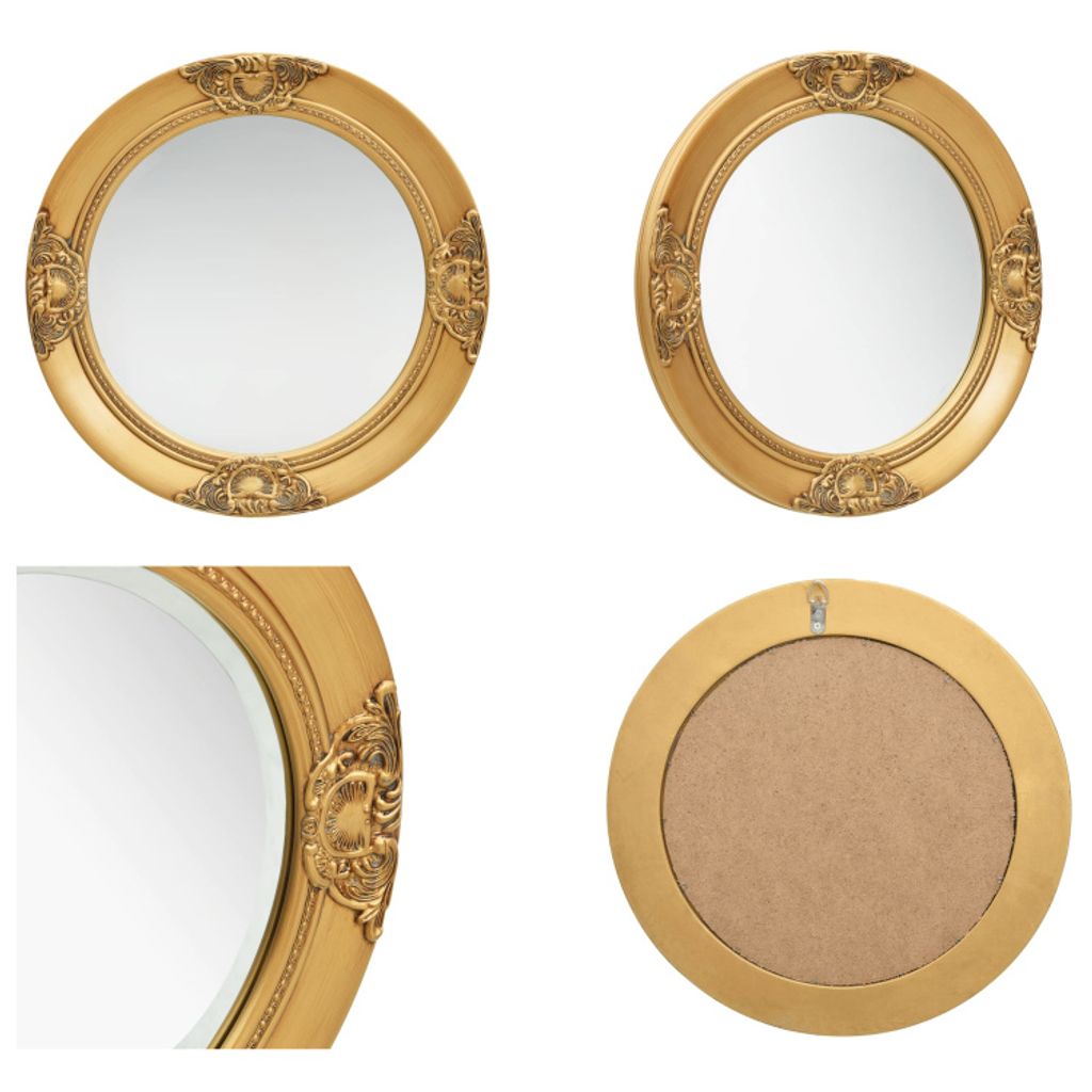 vidaXL Wandspiegel im Barock Stil 50 cm Golden - Wandspiegel - Wandspiegel - Runder Spiegel - Spiegel Rund