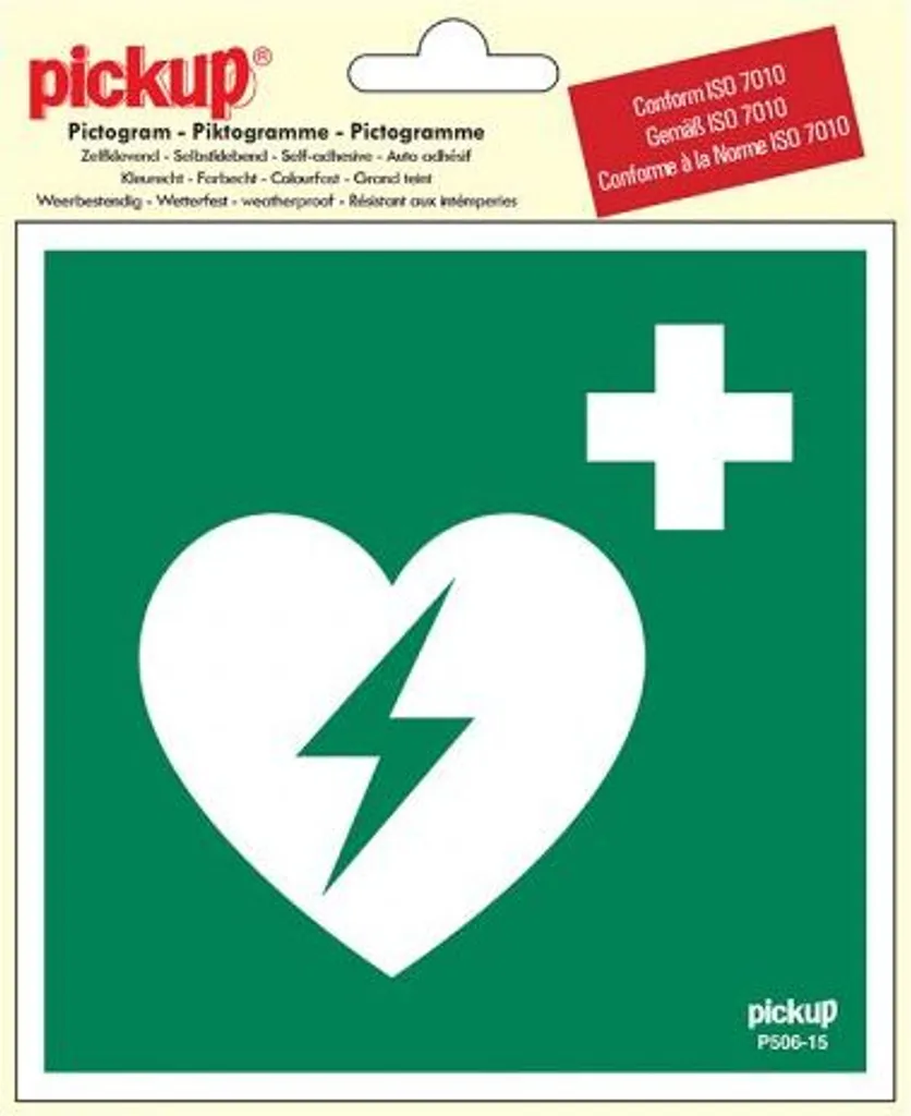 Autocollant AED 150x150 mm Signalisation DAE Défibrillateur Normalisée