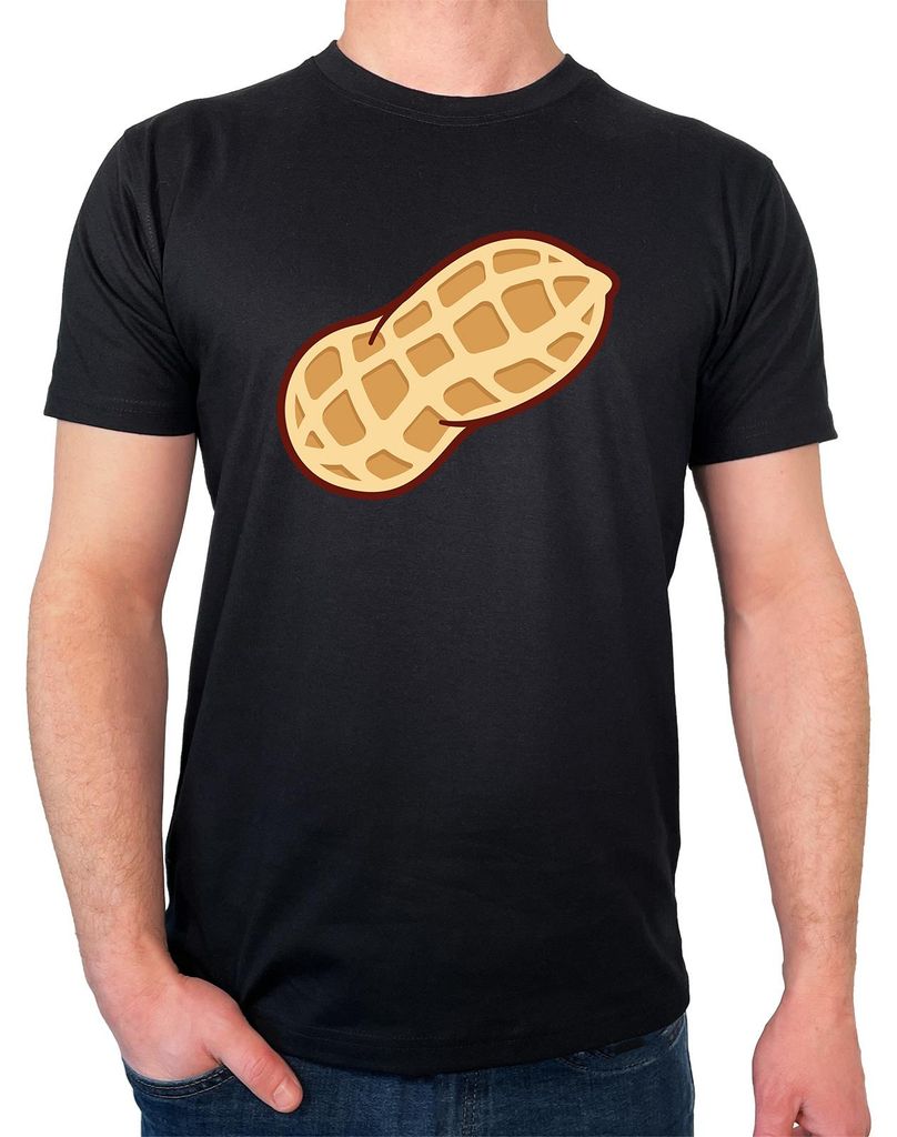 Huuraa Herren T-Shirt Erdnuss Comic S Black Bio Baumwolle Fairtrade Herrenshirt Geschenkidee