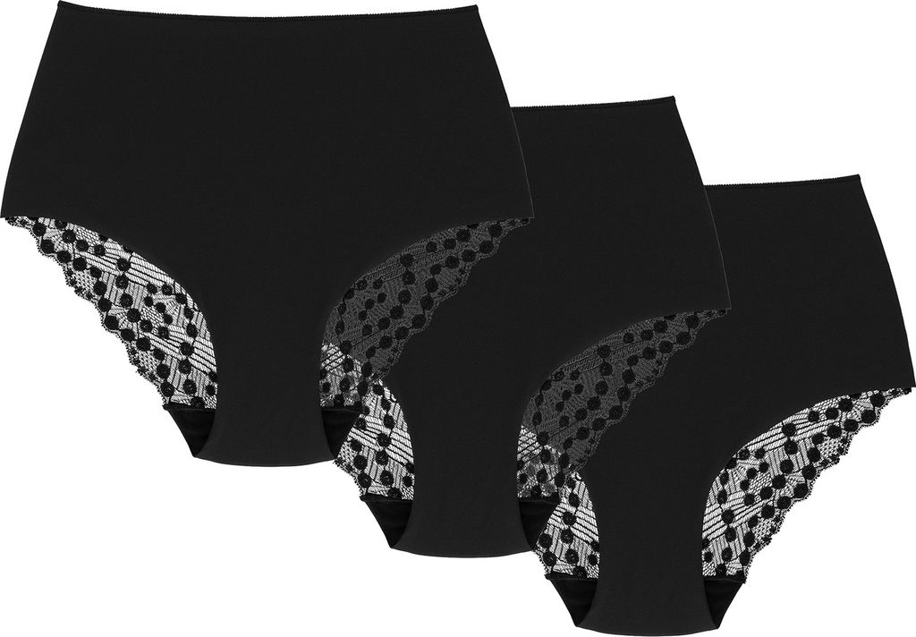 Wolbar Dame Slip 3er Pack figurformend Spitze Bund Musterlos WB321, Schwarz, S