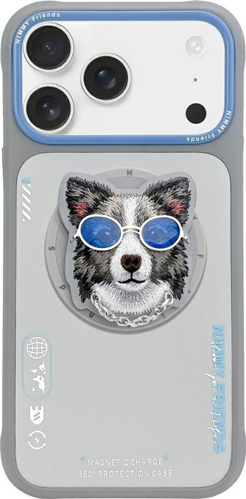 NIMMY case GLASSES COOL DOG kompatibel mit MagSafe passend für IPHONE 17 gray