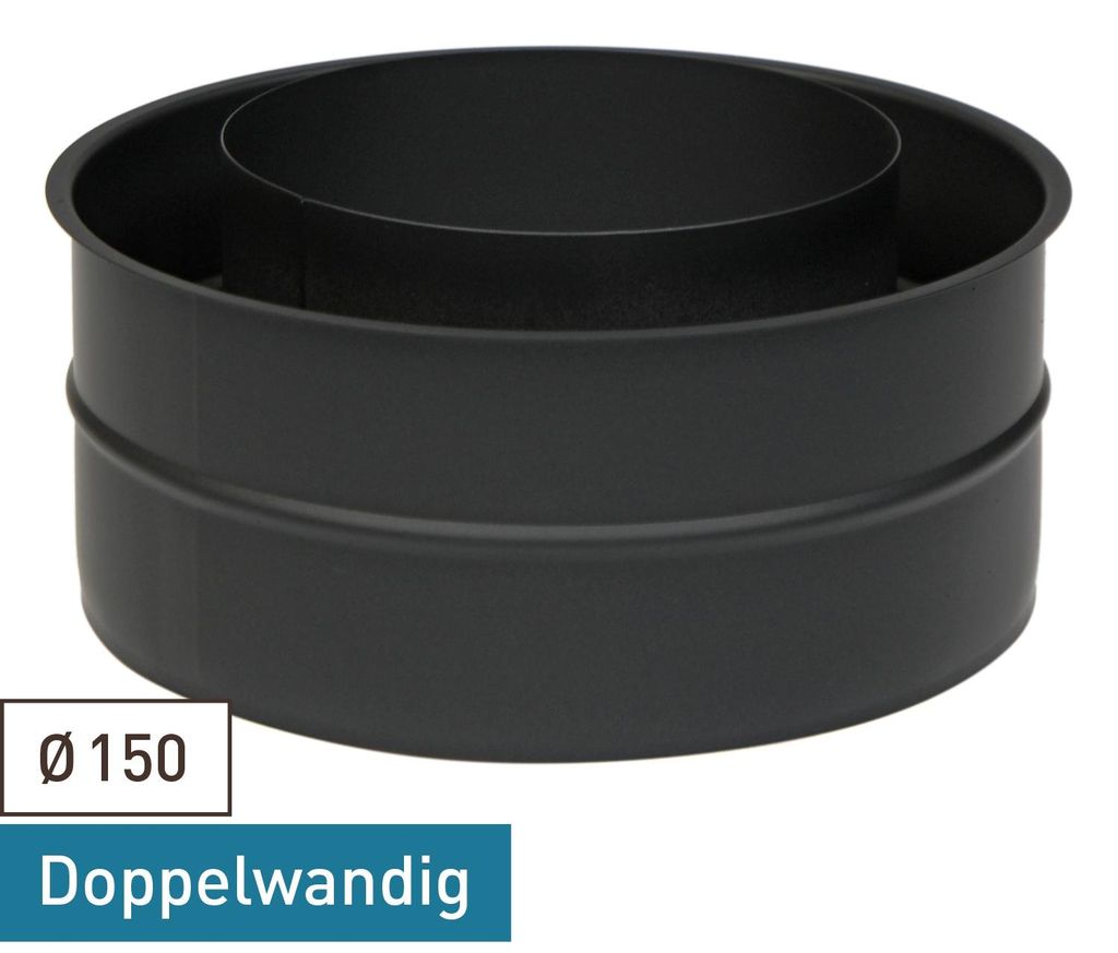 Raik Coltherm Doppelwandfutter 150mm schwarz doppelwandig für Rauchrohr / Ofenrohr