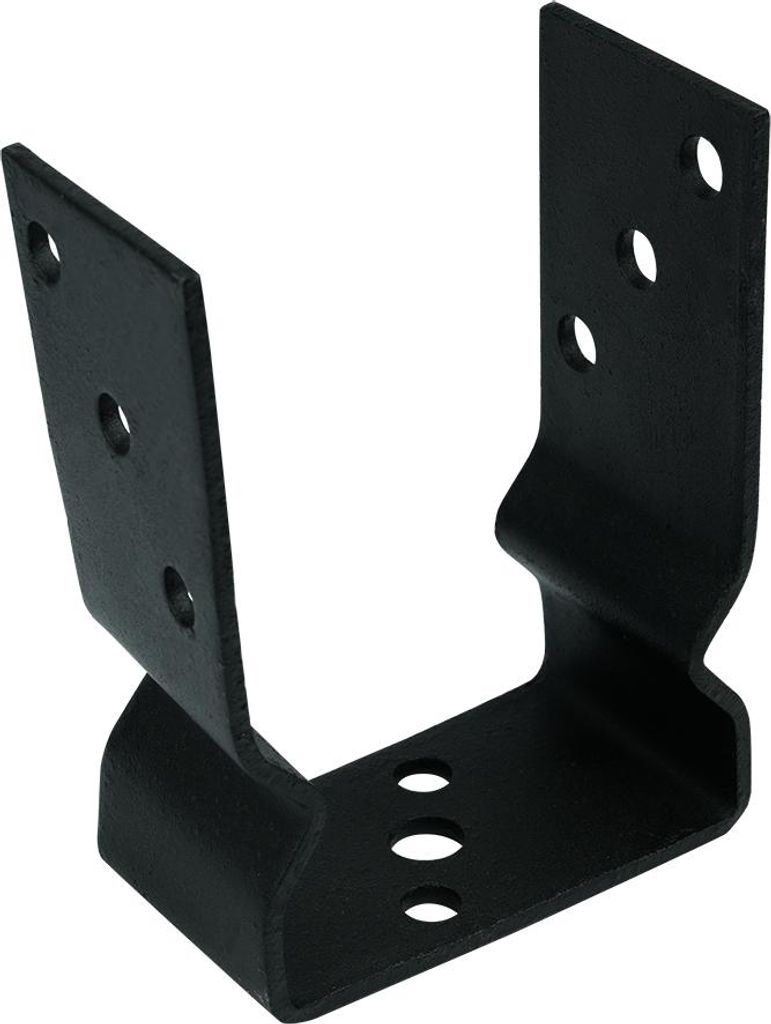 Pfostenhalter mit Rille für 10 x 10 cm Pfosten Schwarz - Produktbild 