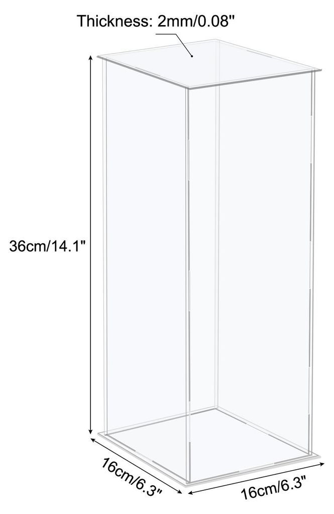 Acryl Vitrine Kunststoffbox Aufbewahrungsbox š¹bersichtliche Zusammenbauen 16x16x36cm fš¹r Sammlerstš¹cke