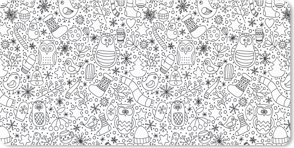 MuchoWow Mauspad Mousepad Design - Winter - Schwarz - Weiß - Weihnachten 60x30 cm - Mousepads - Maus Mat - Pad - Mausunterlage - Nachhaltig
