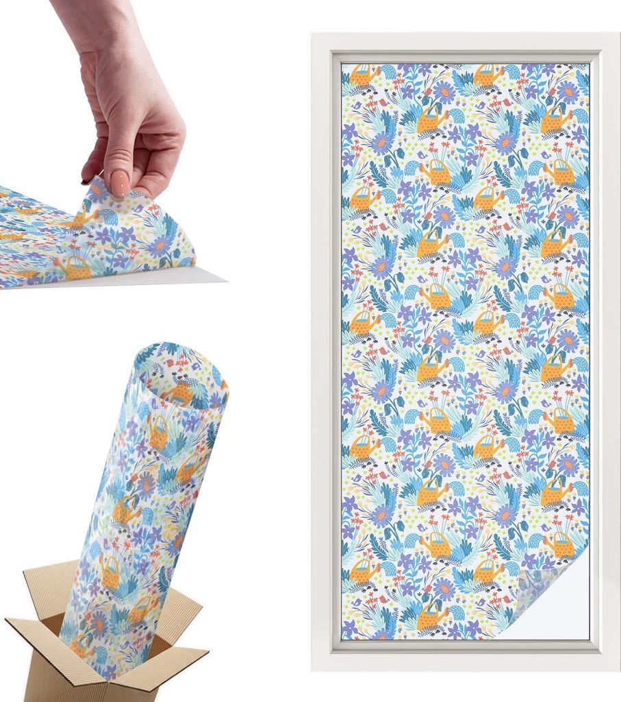 Buntglasfolie für Fenster – 116x50 cm – Stained-Glass-Fensterfolie, dekorativ & blickdicht – Selbstklebende Glasdekorfolie im Buntglas-Desig...