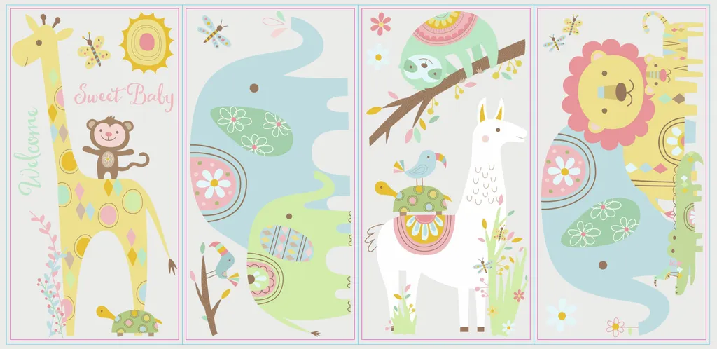 Sticker mural Tribal Bébé Animaux - Décoration Bohème pour Chambre