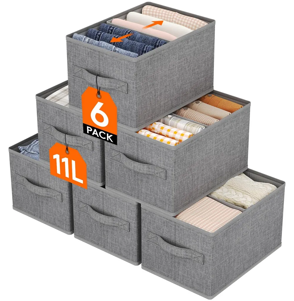 Boîtes de rangement vêtement lot de 6 bacs pliables tissu 30x21x15cm