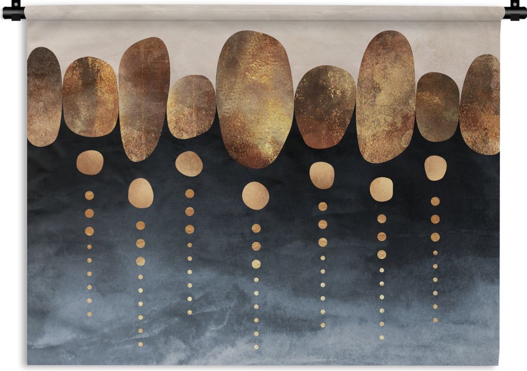 MuchoWow Wandteppich Wandbehang Gold - Abstrakt - Luxus 120x90 cm Tapisserie Dekoration Wandtuch - Wohnen - Aufhänger für die Wand