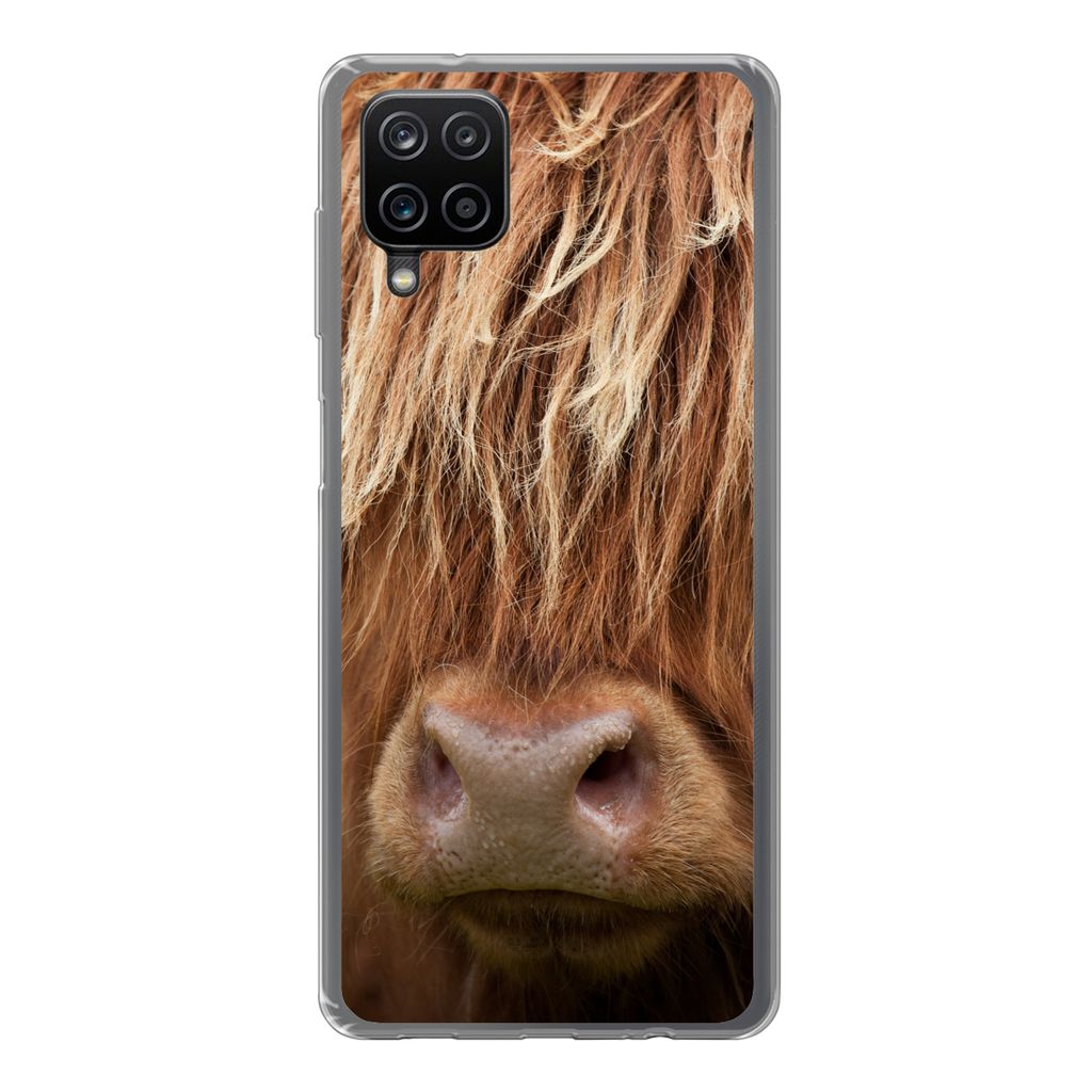 MuchoWow Handyhülle Schutzhülle Hülle für Samsung Galaxy A12 Schottischer Highlander - Nase - Haare Silikon Softcase Handy Hülle - Bild