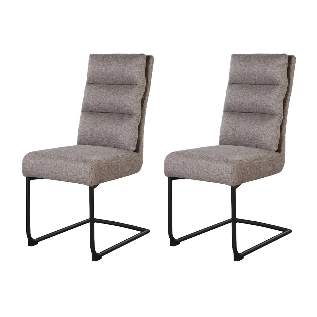 Lot de 2 chaises de repas rembourrées MARKAR Marron, assise confort 101cm