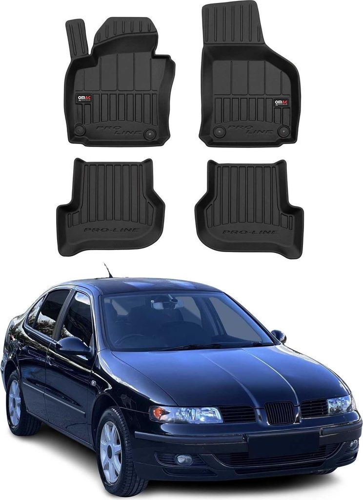 OMAC Gummi Fußmatten für Seat Toledo 2004-2009 Premium TPE Automatten Schwarz 4x