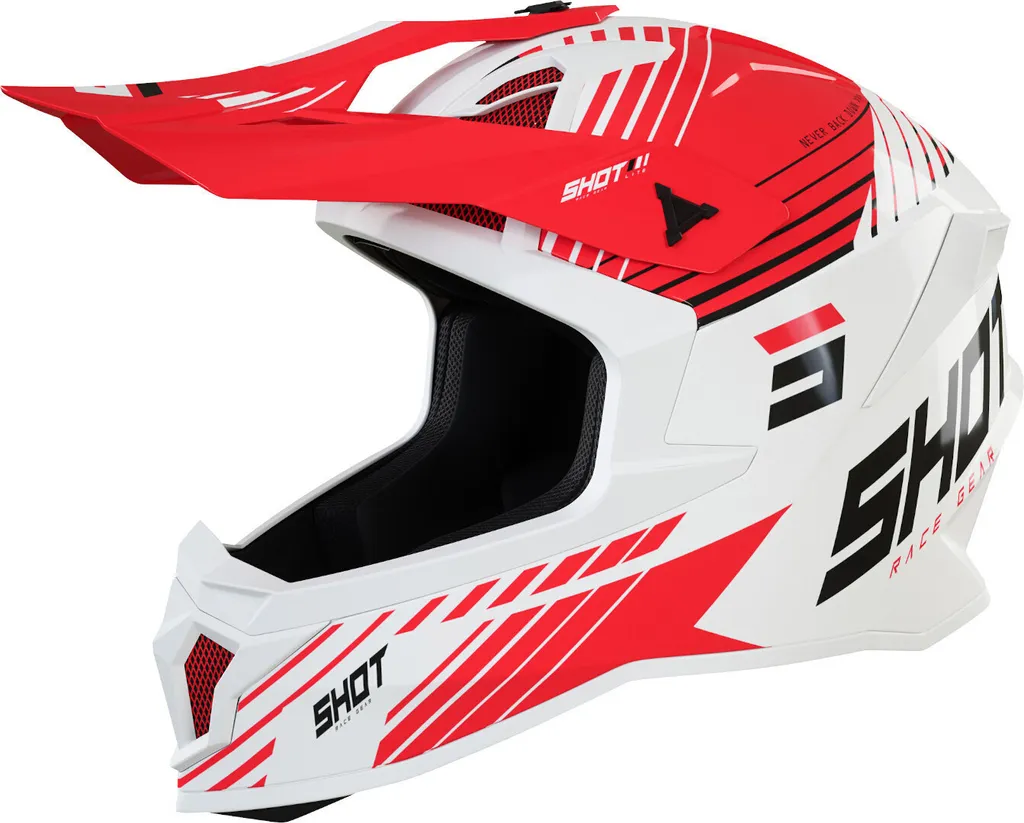 Casque Moto Tout-Terrain Shot Lite Fury Blanc Rouge XS (53/54) - Ventilée