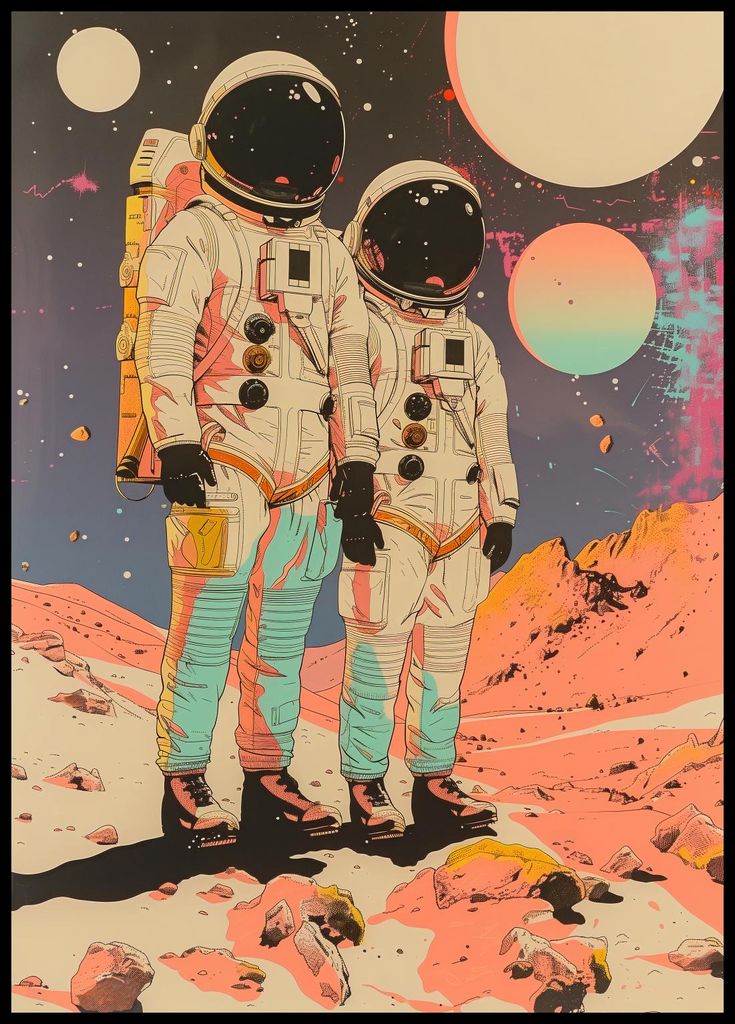 Plakat 64x90cm Astronauten Kosmonauten