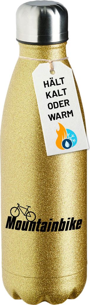 Huuraa Trinkflasche Mountain Bike Fahrrad 500ml Gold Edelstahl Wasserflasche Trinkflasche Geschenkidee