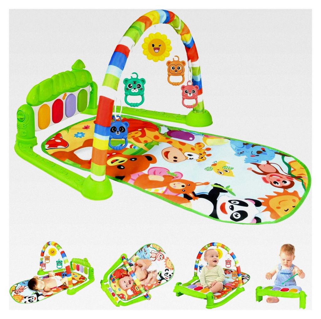 Piano-Gym Spieldecke, Krabbeldecke mit Musik und Lichtern, Spielmatte mit abnehmbarem Babyspielzeug, Bauchzeit-Aktivitätsdecke für Kleinkinder ab...