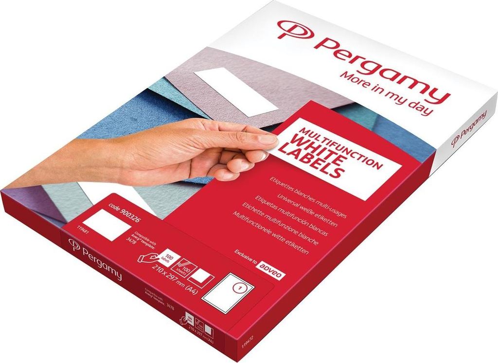 Pergamie – weiße Etiketten, ft 105 x 42,3, rechte Ecken, Packung mit 1400 Etiketten