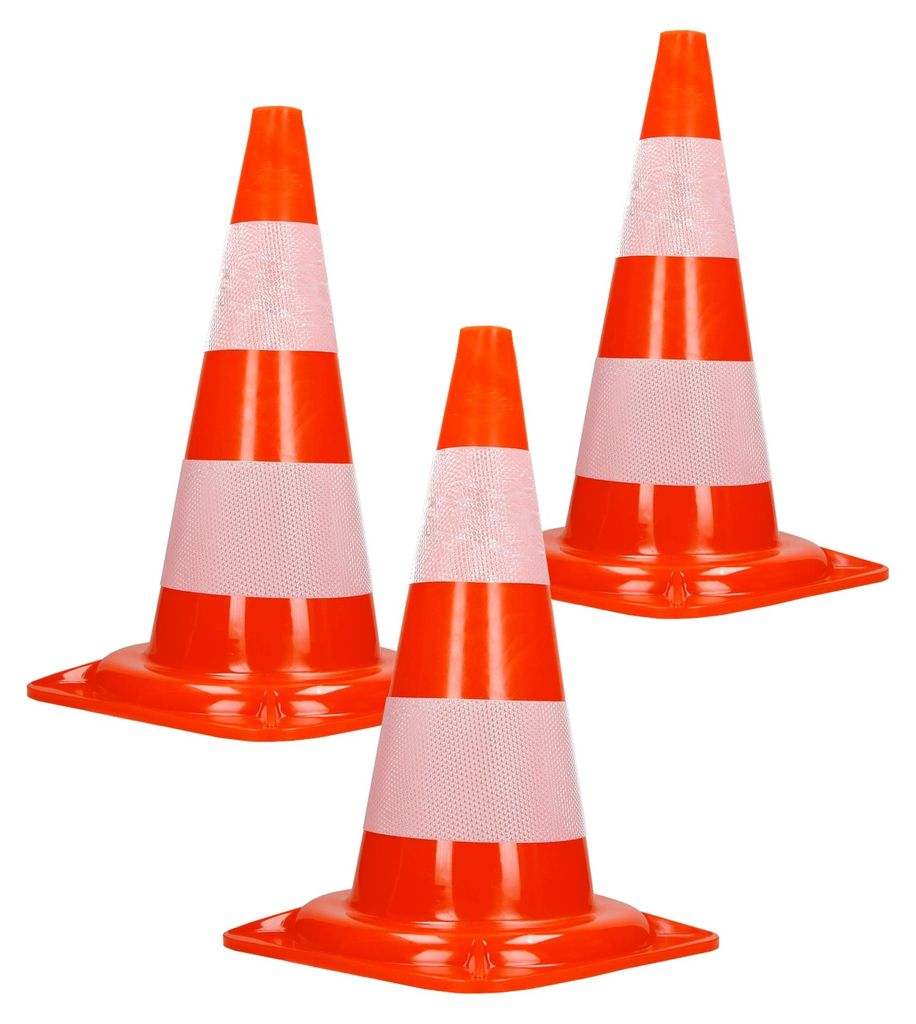 ECD Germany 3 Stück Verkehrskegel Pylone 47 cm, Produktbild 