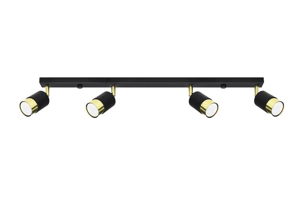 Lampada da soffitto NERO 4 nero/oro 4xGU10 10W acciaio 18x5x81cm Sollux Lighting