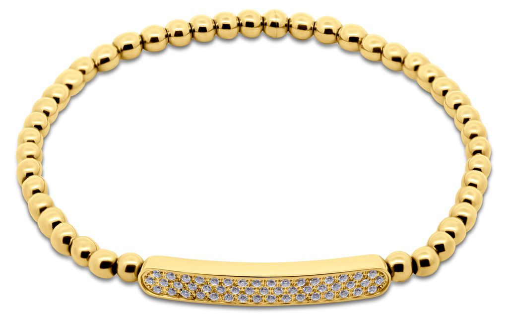 CO88 Collection – 8CB-91335 – Damenarmband aus Stahlperlen mit einem Anhänger mit Zirkoniasteinen – 4 mm – goldfarben
