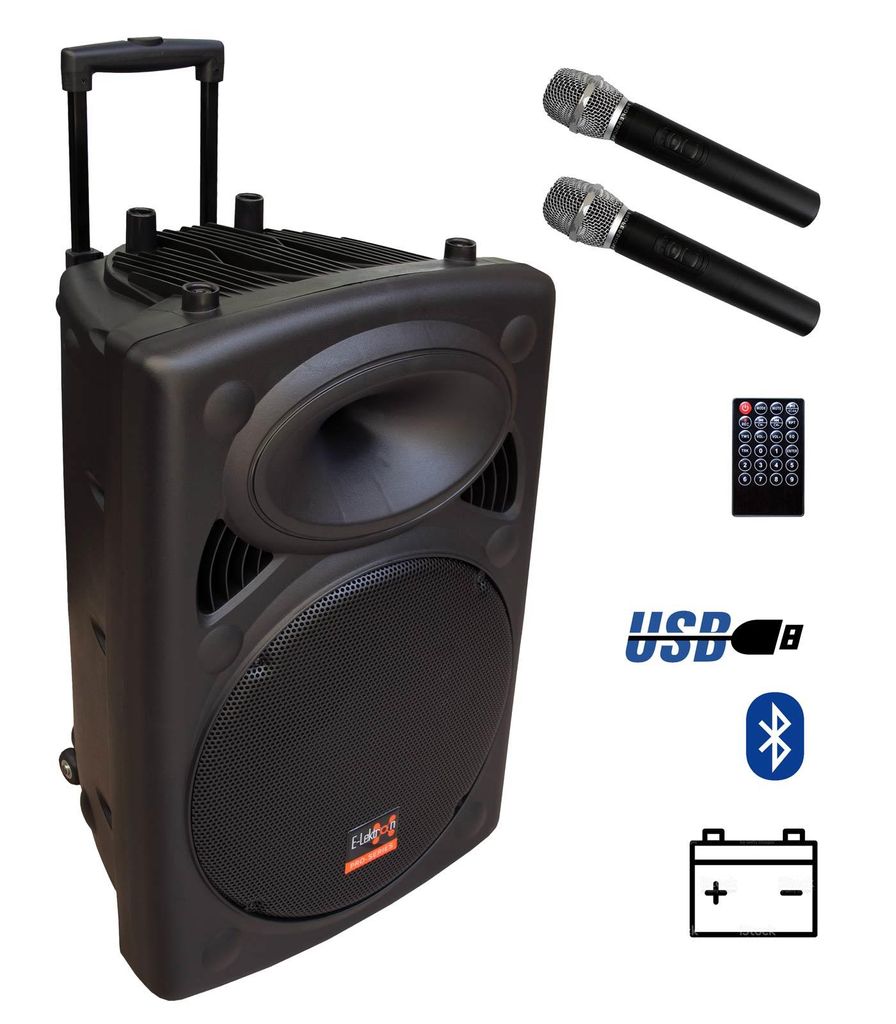 E-Lektron EL38-M MK-III 900W mobile PA Sound Anlage Akku-MP3-USB-SD-FM Bluetooth TWS inkl. UHF Funkmikrofone Soundsystem - EL815860