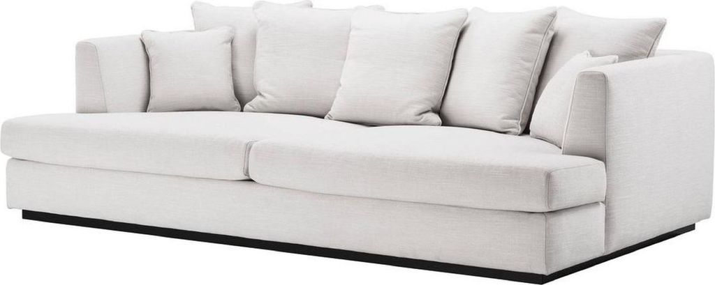 Casa Padrino Luxus Wohnzimmer Sofa Weiß / Schwarz 265 x 151 x H. 90 cm - Couch mit 7 Kissen - Luxus Wohnzimmermöbel