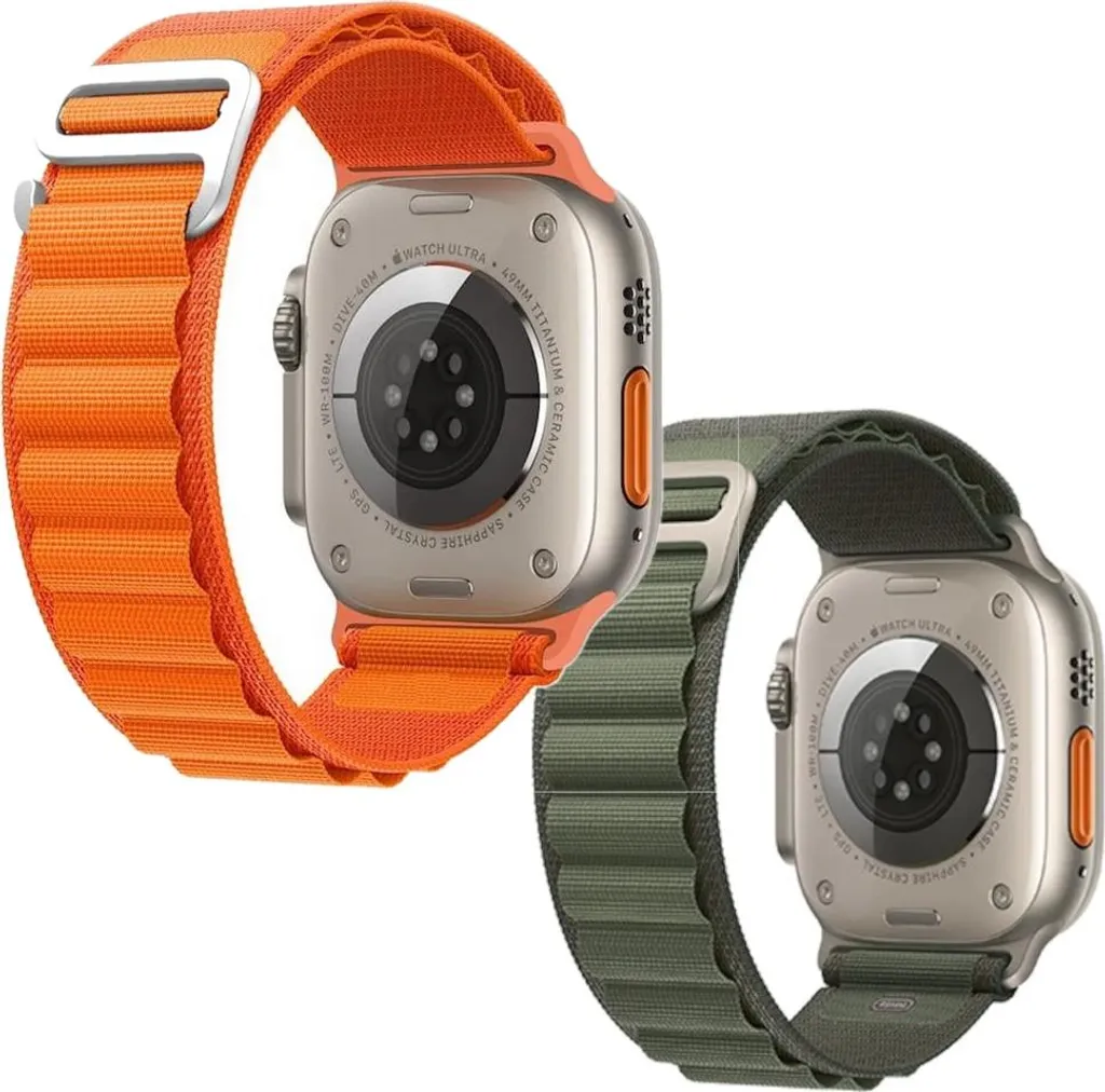 Lot de 2 Bracelets de Rechange en Nylon pour Apple Watch Ultra et SE 45mm