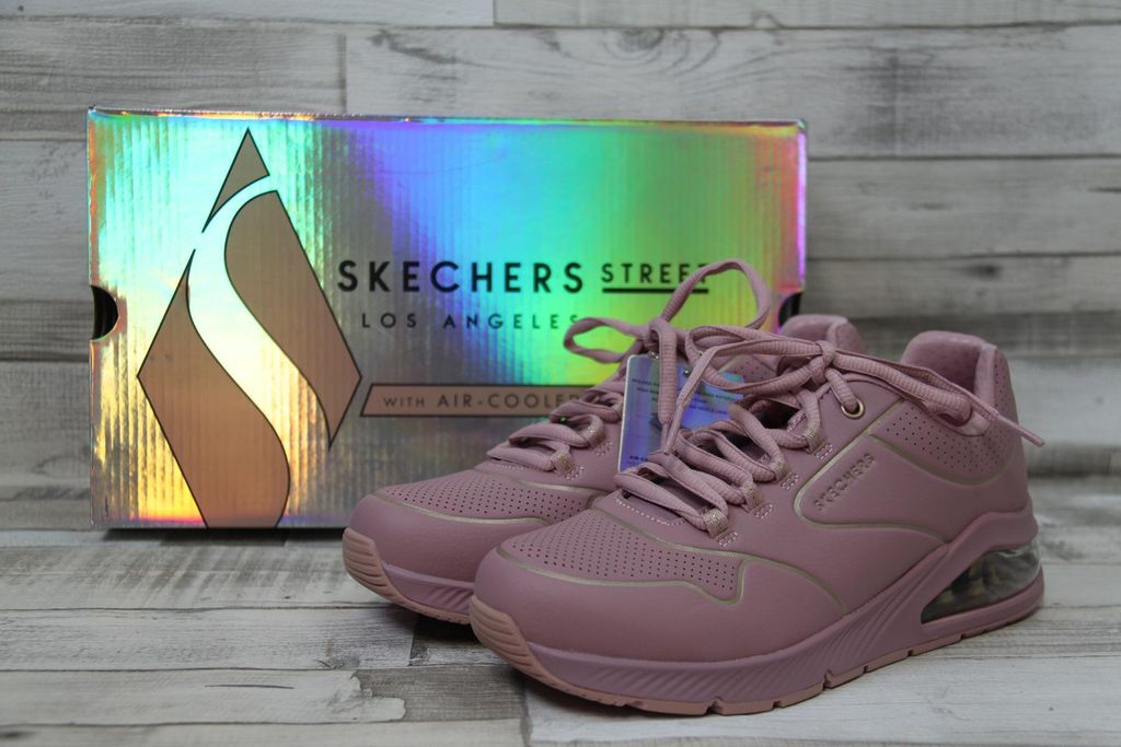 Skechers Street Damen Schnürschuh mit Sichtfenster in der Laufsohle rosa 37