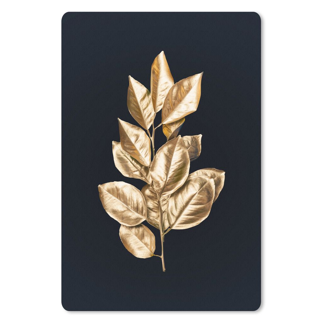 MuchoWow Mauspad Mousepad Pflanze - Blätter - Gold - Schwarz - Luxus 40x60 cm - Mousepads - Maus Mat - Pad - Mausunterlage - Schreibtisch Accesoire